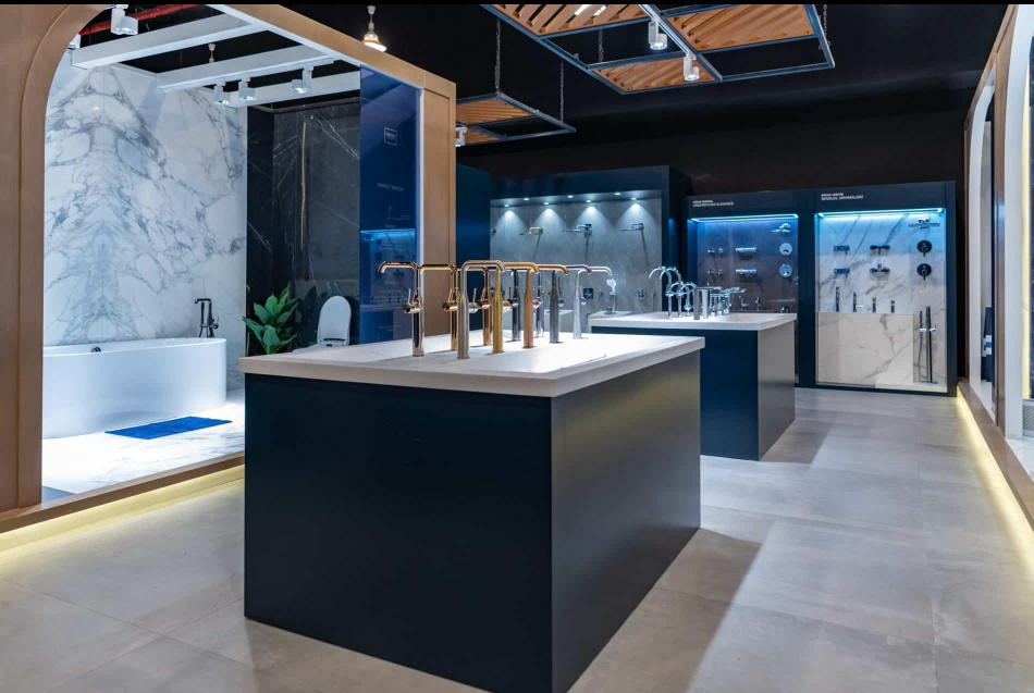 Elegant bathroom vanity with mirror and LED lighting installed in Dehradun residence